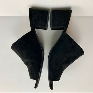 NWOT Faux Suede Block Heel Mules